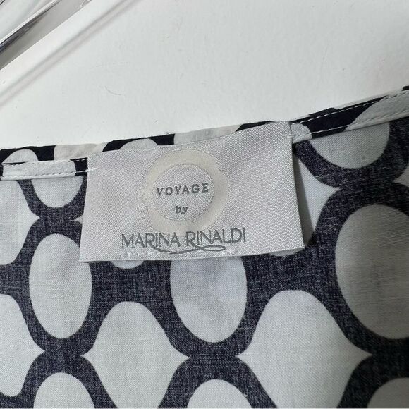 Marina Rinaldi Womens Size 2X Blue White Geometric Dot Tunic Button Front Shirt - Picture 4 of 9